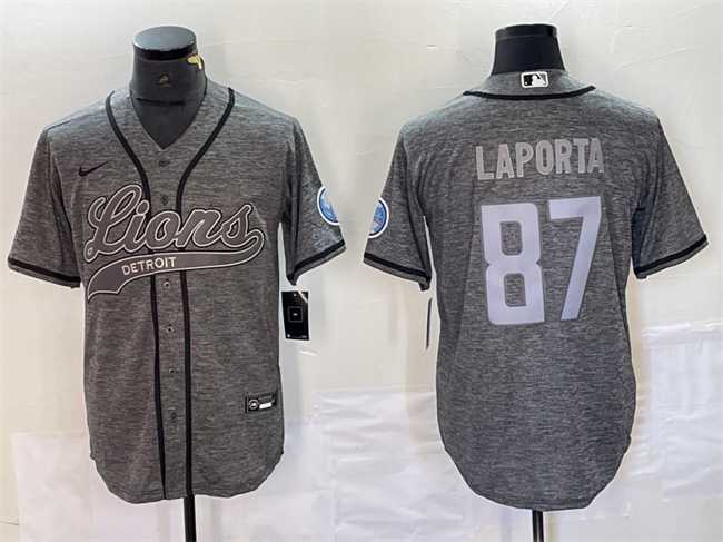 Mens Detroit Lions #87 Sam LaPorta Gray Cool Base Stitched Baseball Jersey->detroit lions->NFL Jersey